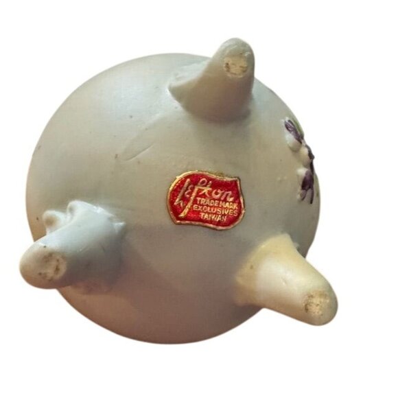 Vintage Ceramic Easter Egg Trinket Box With Yellow Chick & Floral Accents - Picture 9 of 10